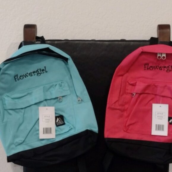 Flower Girl Junior Backpack, Aqua with Black Embroidery, NWT - Picture 2 of 2